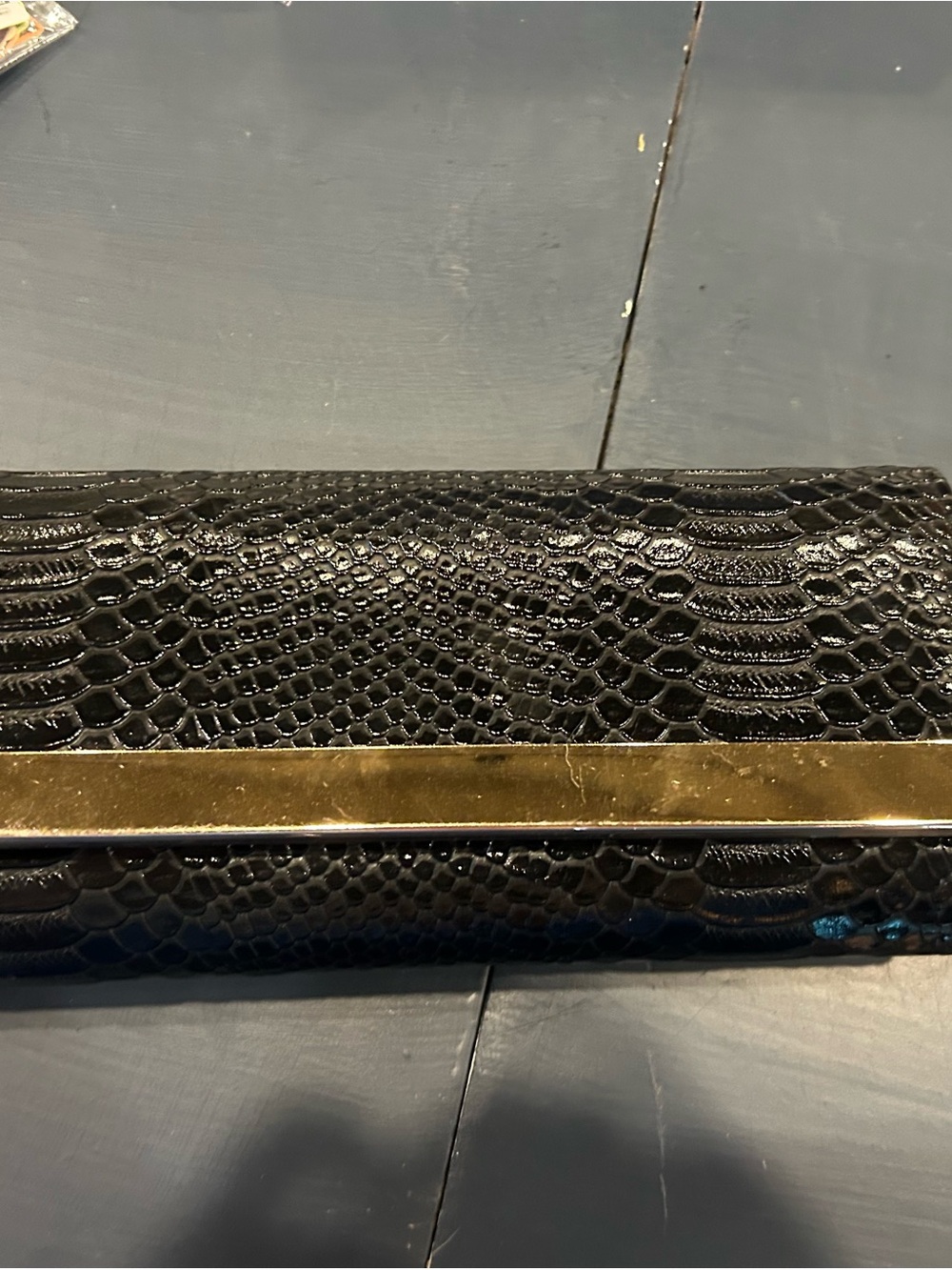 Faux leather clutch